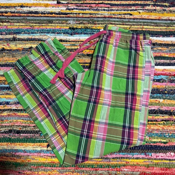 Vintage Y2K Old Navy Plaid Pajama Pants – Roll-Up Button Hem – Size Medium - Picture 1 of 3